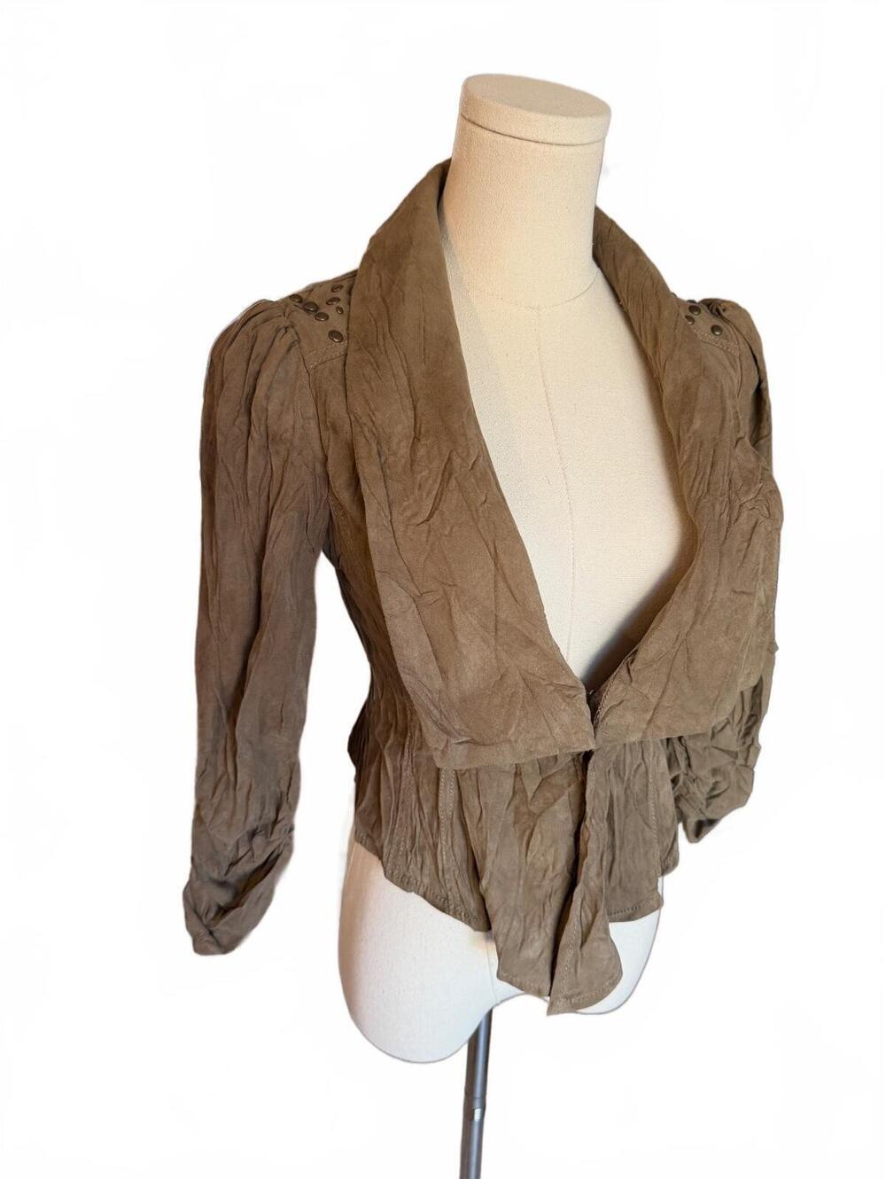 Kouture by Kimora Brown Suede Studded Utility Jacket Small